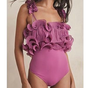 NWT Free People For the Frill Of It Bodysuit Daphne (Pink) XS
